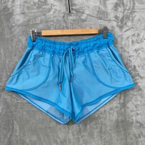 Lululemon Running Shorts Womens Size‎ 8 Blue Unlined Drawstring  Pockets 3.5"